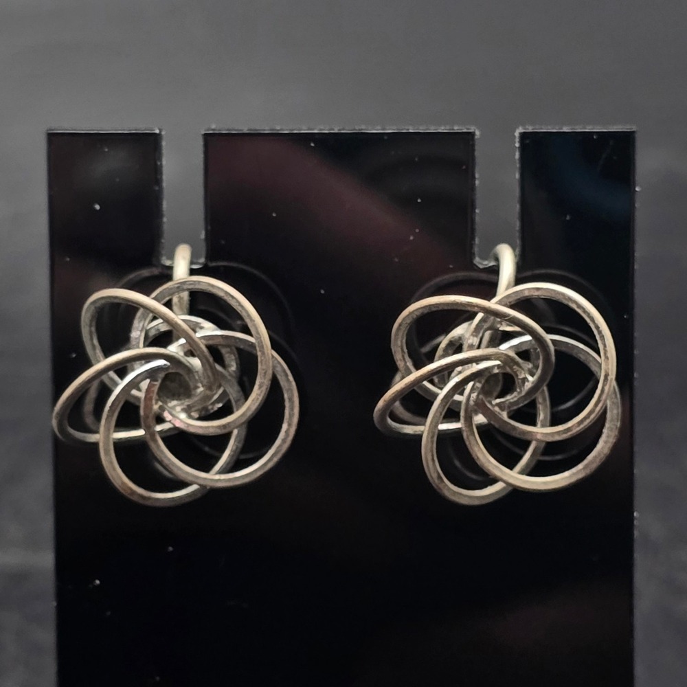Sterling Silver Twisted Knot Screw Back Earrings Vintage Jewelry
